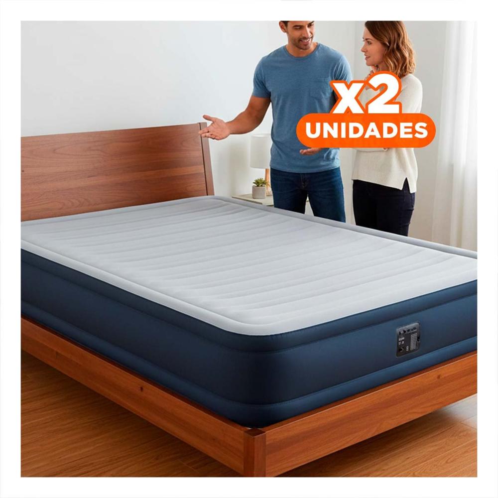 Pack2 Cama de Aire 2 Plazas COD 67770 Comoda y Portatil para Descanso Y+Papel Regalo