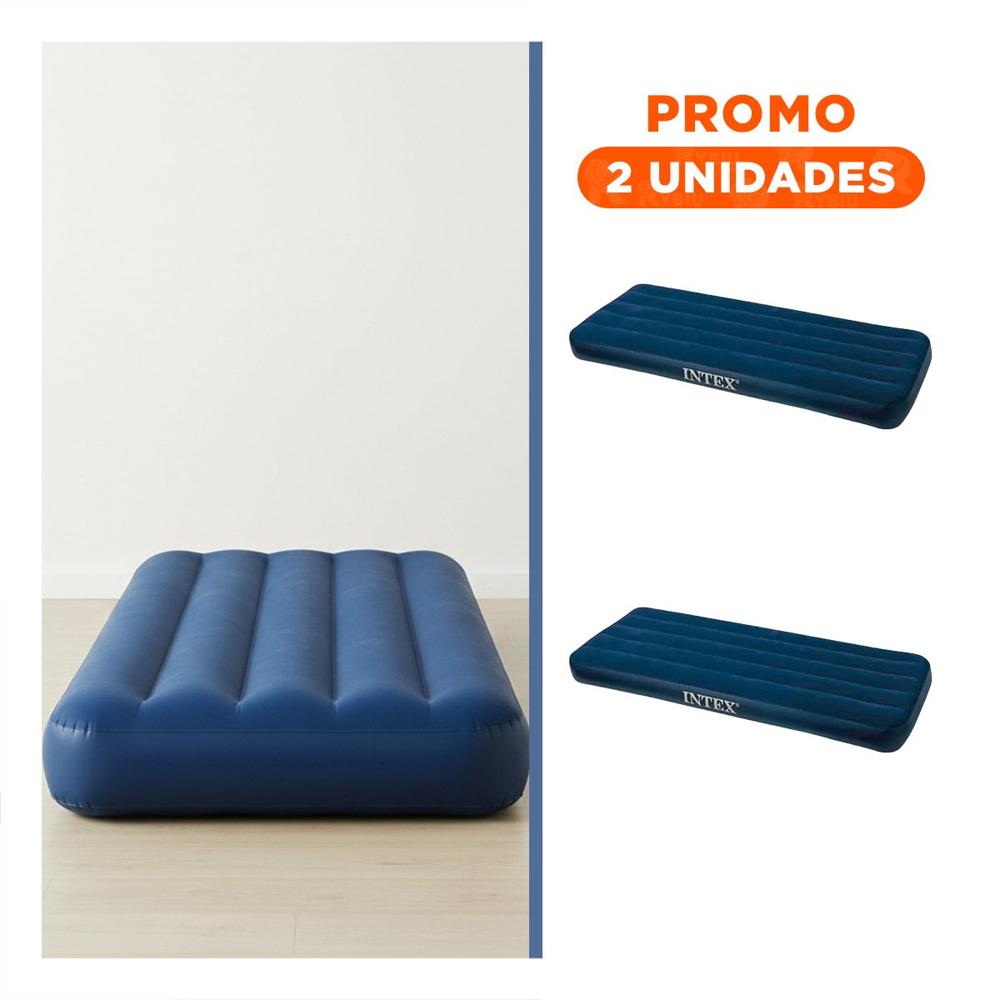 Pack2 Cama Inflable 1 1/2 Plaza COD 64757 Comoda y Resistente para Niños Y+Regalo Sticker