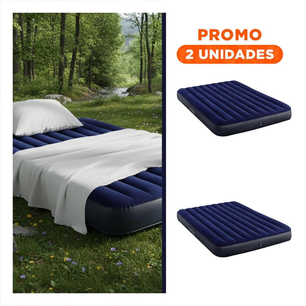 Pack2 Cama Inflable 2 Plazas COD 64758 Comoda y Resistente para Niños Y+Regalo Sticker