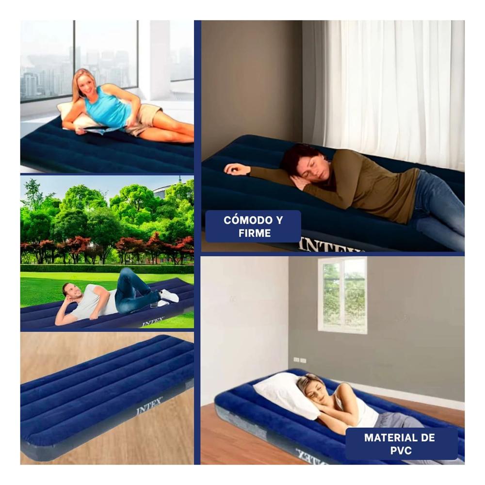 Pack4 Colchon Inflable Comodo 1 1/2 Plaza COD 64757 Para Dormir en Casa Y+Regalo Sticker