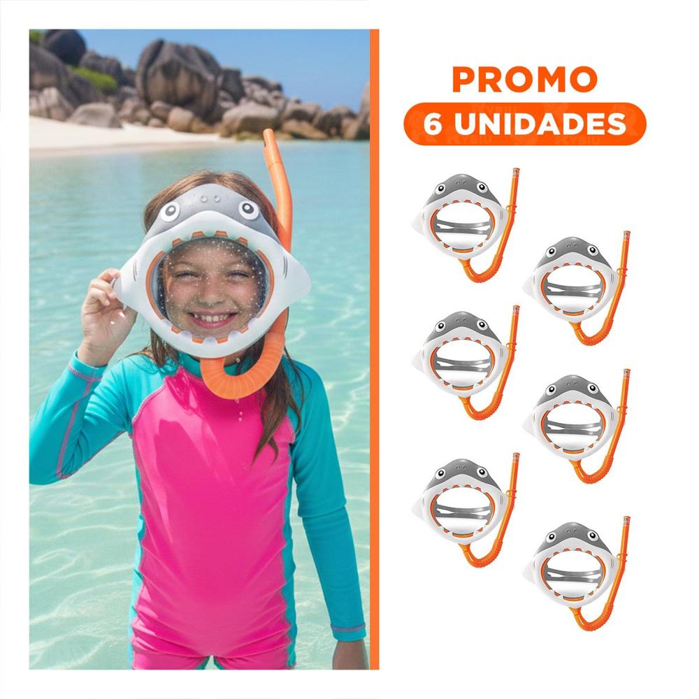 Pack6 Equipo Familiar 2 Pcs Tiburon para Diversion en Piscina o Playa Y+Regalo Sticker