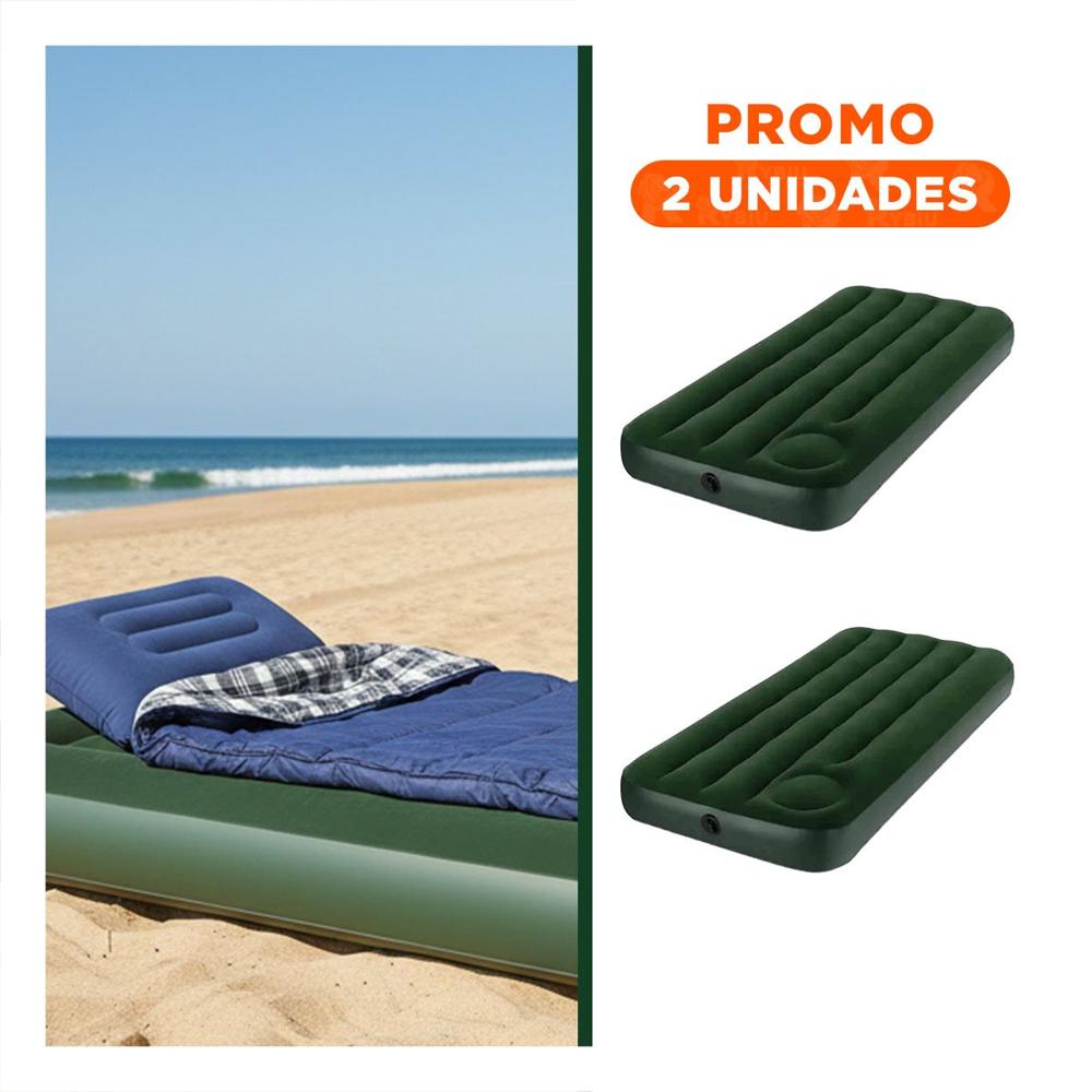Pack2 Cama Inflable Twin 1 Plaza COD 66950 Comoda y Resistente Y+Regalo Sticker