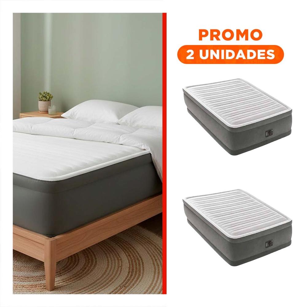 Pack2 Colchon Inflable Comodo COD 67768NP Para Dormir en Casa y Viajes Y+Regalo Sticker