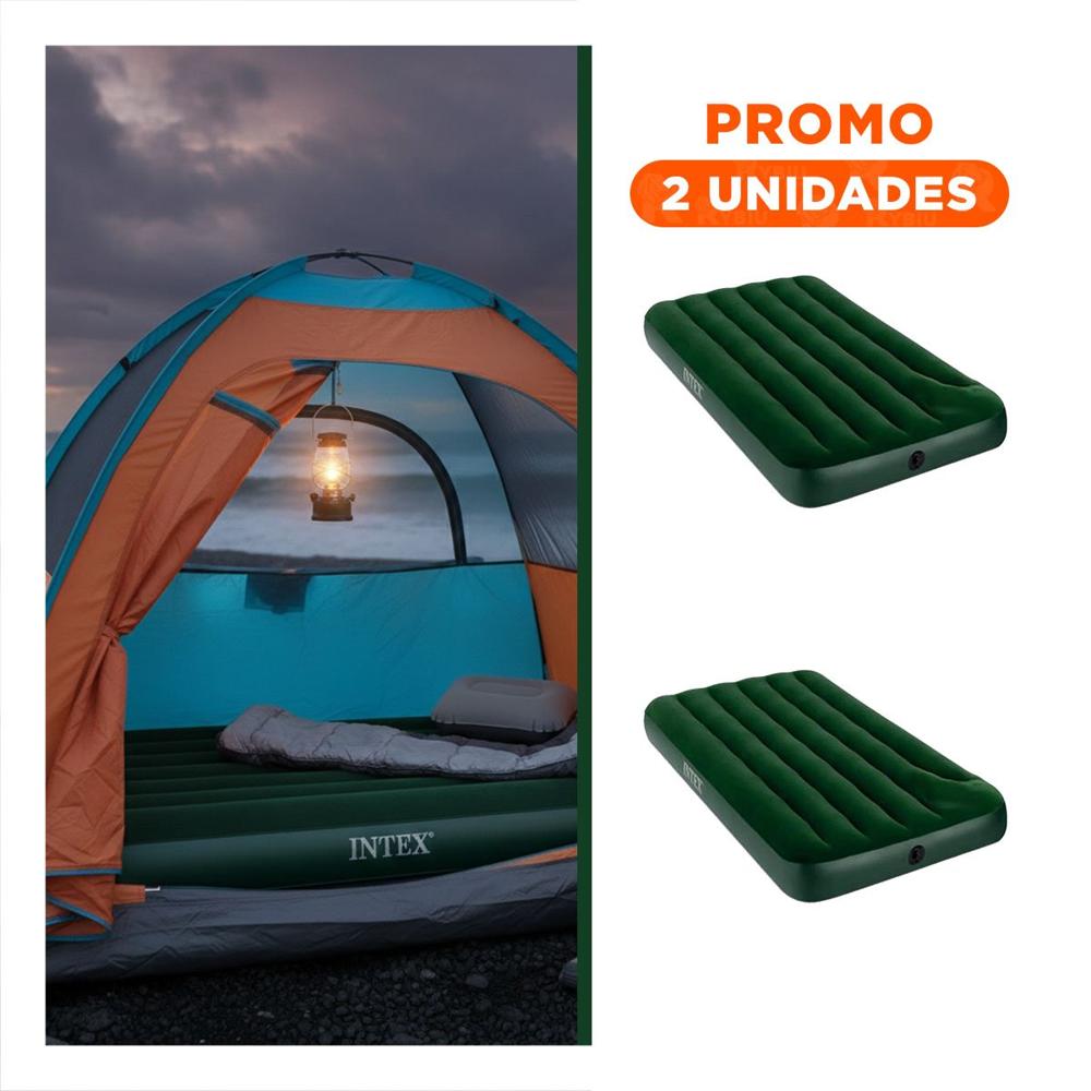 Pack2 Cama Inflable Twin 1 1/2 Plaza COD 64761 Comoda y Resistente para Niños Y+Regalo Sticker