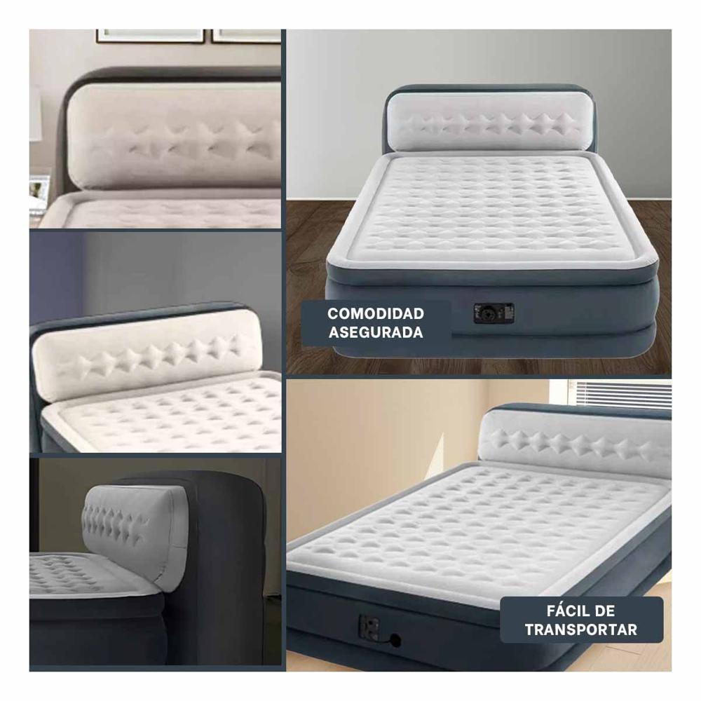 Colchoneta de Aire con Espaldar 2 1/2 Plazas COD 64448 Para Dormir Adultos Y+Ligas Regalo