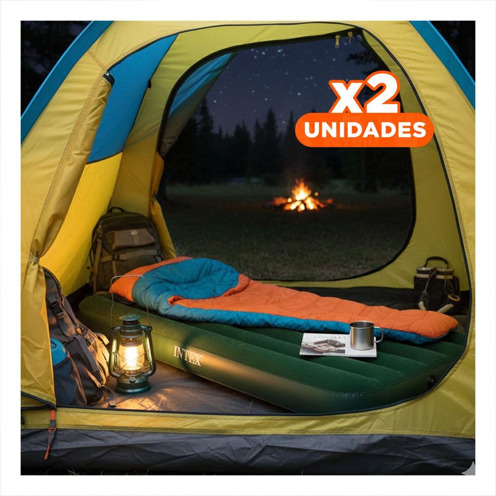 Pack2 Colchoneta Inflable Twin 1 1/2 Plaza COD 64761 Para Dormir en Casa Y+Papel Regalo