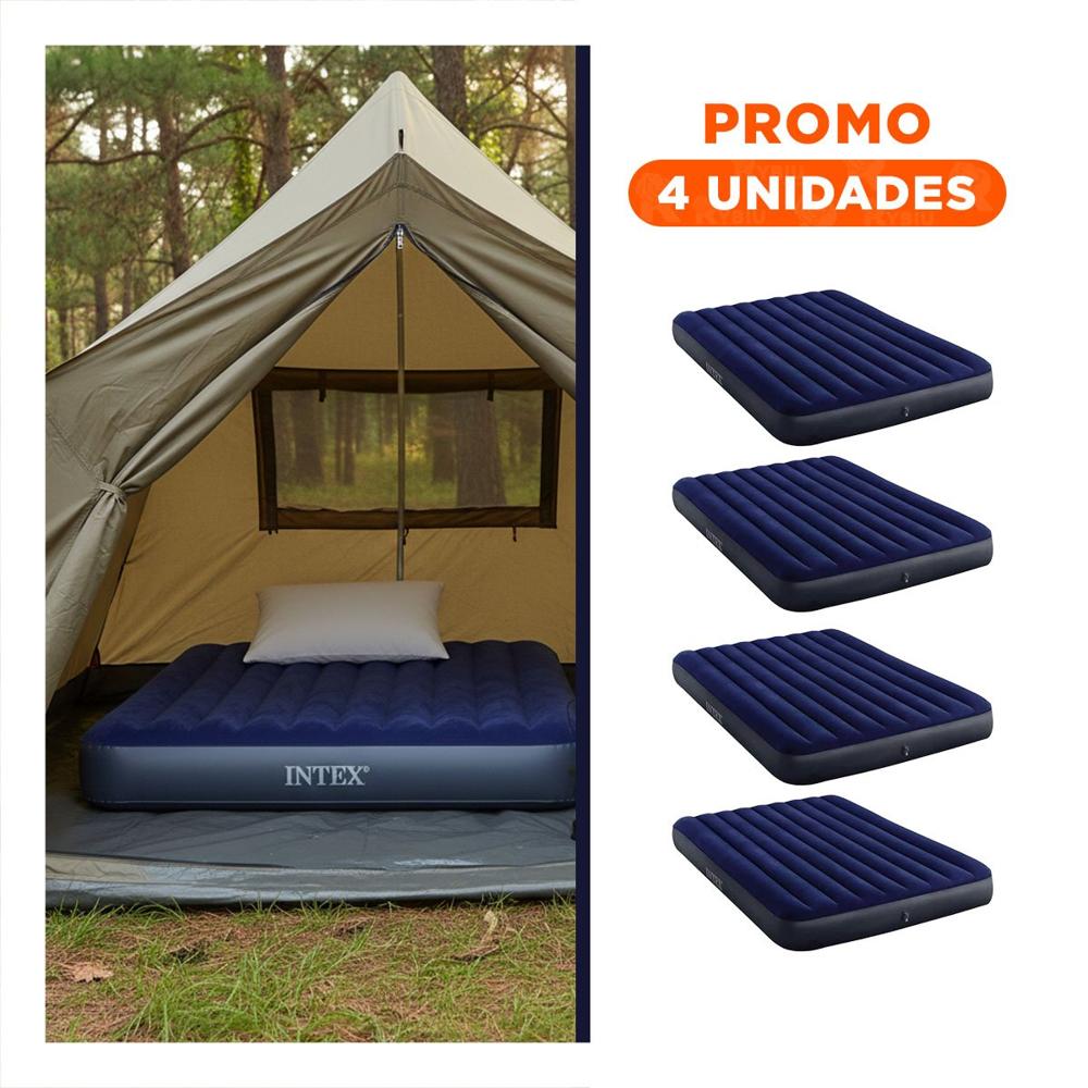 Pack4 Colchoneta de Aire 2 Plazas COD 64758 Facil de Inflar y Desinflar
