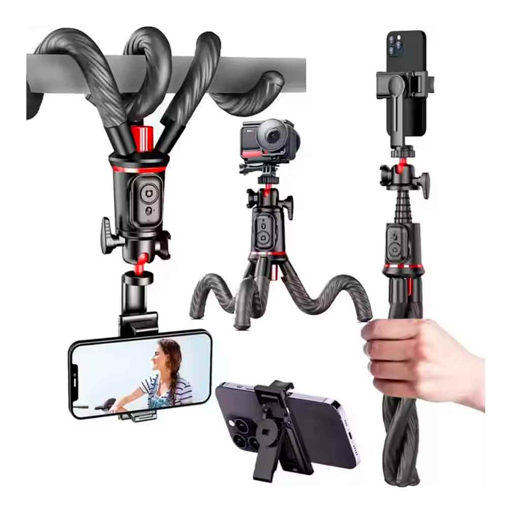 Trípode Selfie con Disparador Bluetooth Octopus Flexible