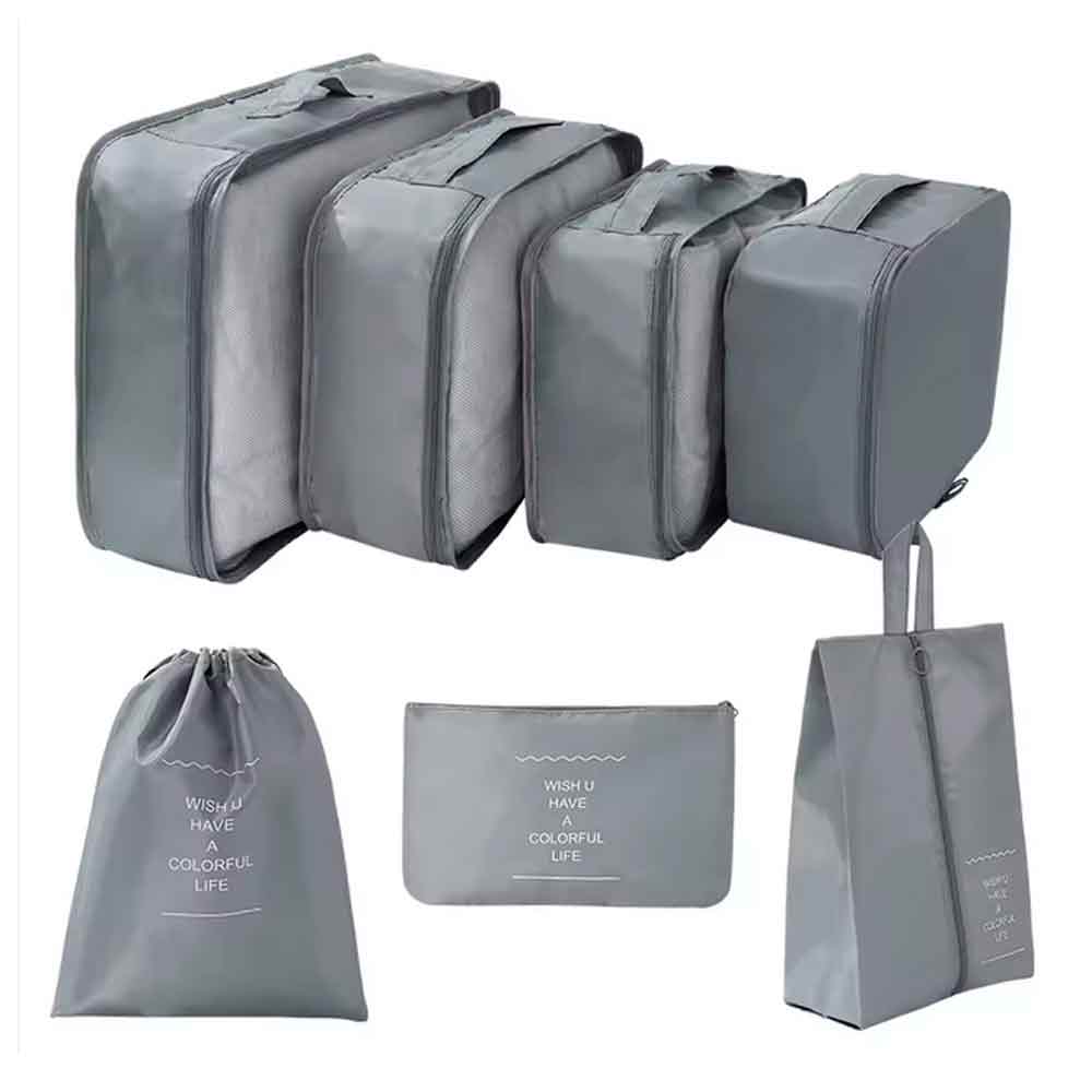 Set 7 Organizadores de Viaje Estuches Almacenamiento Gris