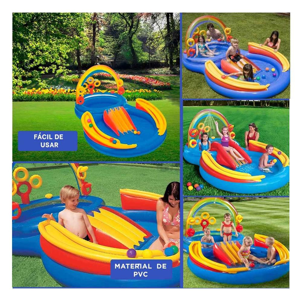 Parque de Juego Arcoiris Inflable para Ninos con Diseno Colorido y Seguro Y+Post It