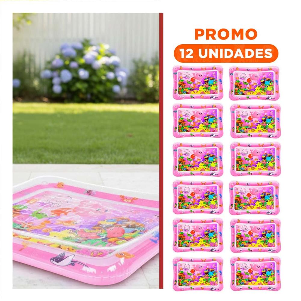 Pack12 Tapete Inflable con Agua para Bebes Rosado Estimulacion Sensorial Y+Regalo Sticker