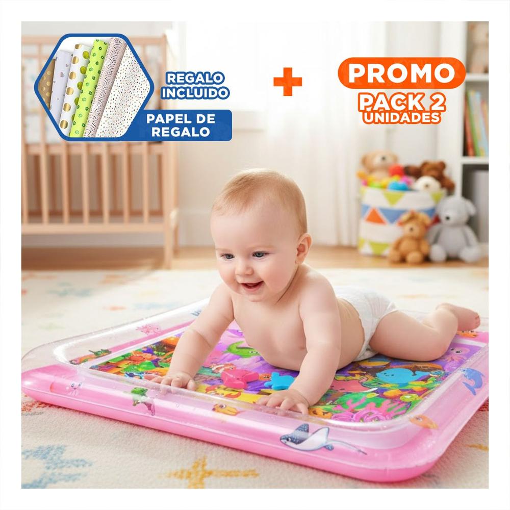 Pack2 Colchon Inflable con Agua para Bebes Rosado para Juego Sensorial Y+Papel Regalo Pack2 Colchon Inflable con Agua para Bebes Rosado para Juego Sensorial Y+Papel Regalo