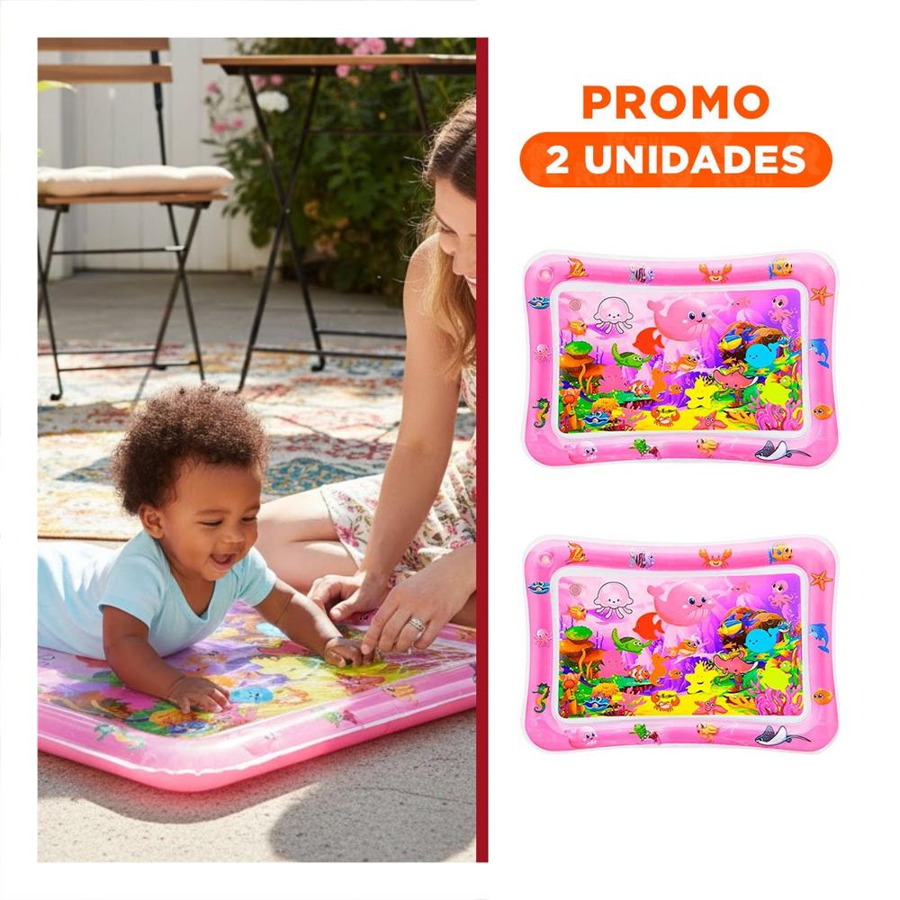 Pack2 Colchon Inflable con Agua para Bebes Rosado Uso Infantil y Estimulacion