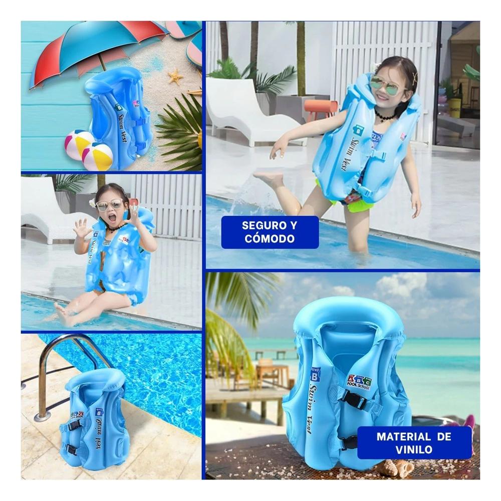 Inflable Seguro MG-4001A Celeste Chaleco para Juegos Acuaticos Y+Post It