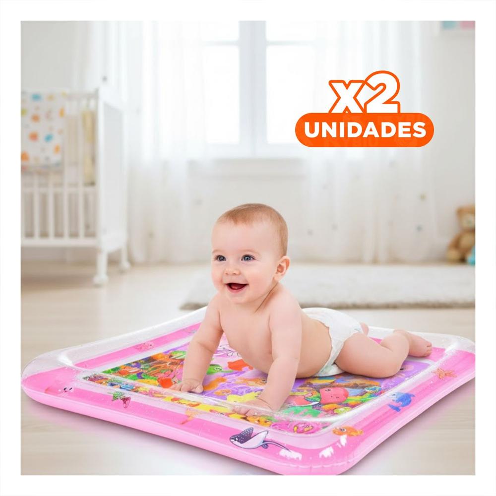 Pack2 Colchon Inflable con Agua para Bebes Rosado Diseno Atractivo y Seguro Y+Regalo Sticker