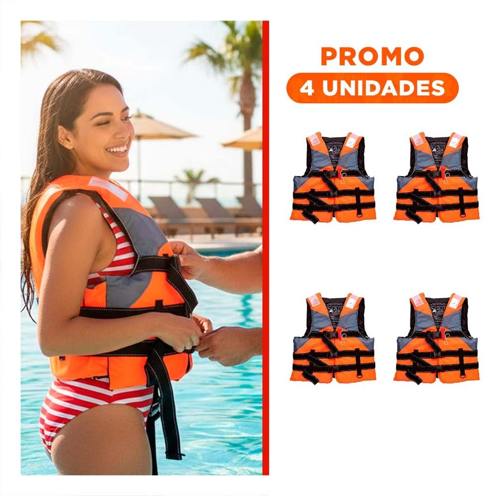 Pack4 Chaleco Adulto Seguro MG-L50 Talla L Inflable para Actividades Y+Regalo Sticker