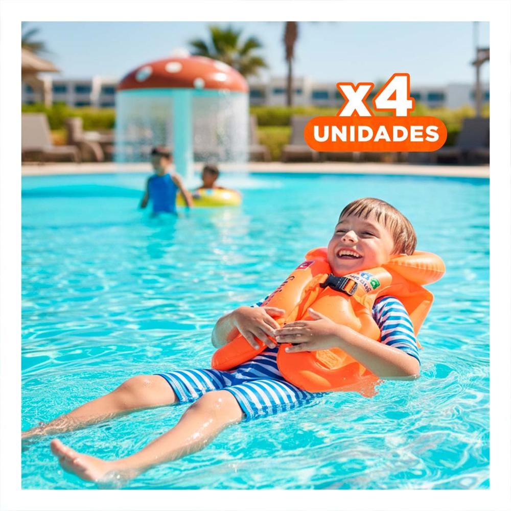 Pack4 Chaleco Acuatico Infantil MG-4001A Anaranjado para Piscina y Playa