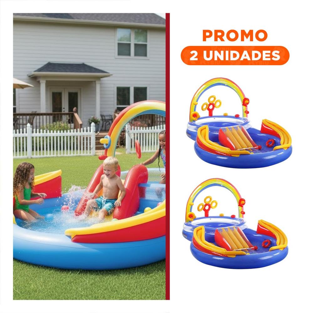 Pack2 Centro Recreativo Arcoiris Inflable para Ninos con Juegos de Agua y Diversion Pack2 Centro Recreativo Arcoiris Inflable para Ninos con Juegos de Agua y Diversion