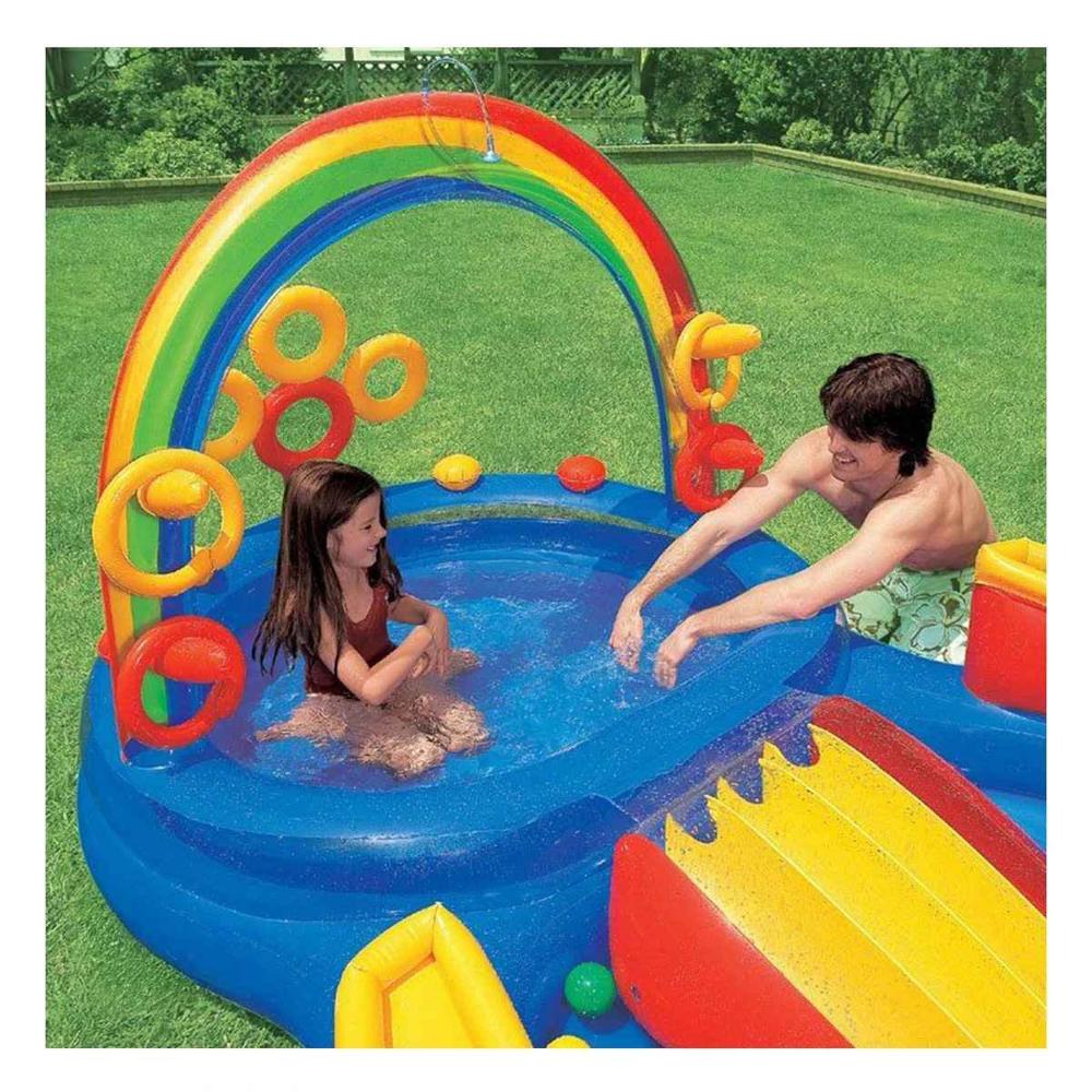 Espacio de Juego Arcoiris Inflable para Ninos con Piscina y Juegos Integrados Y+Ligas Regalo