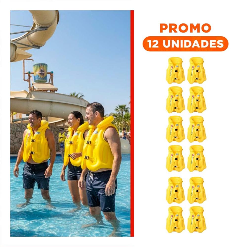 Pack12 Protector Flotador Infantil MG-4001A Amarillo Chaleco Seguro Y+Regalo Sticker