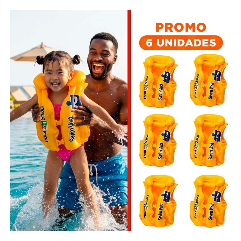 Pack6 Inflable de Agua 58660EU 51x46 CM Chaleco para Juegos Acuáticos