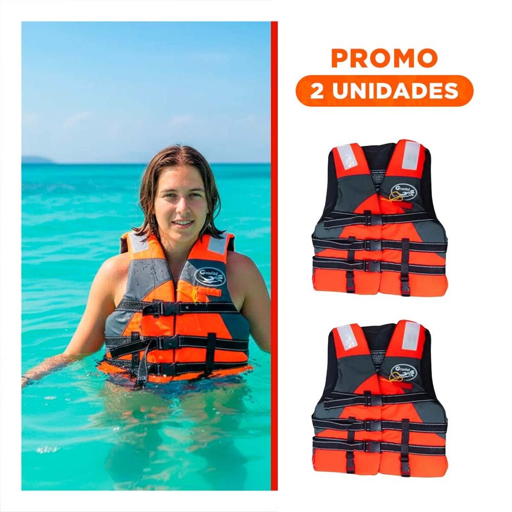 Pack2 Chaleco Flotante MG-L50 Talla XL Anaranjado Inflable para Adultos