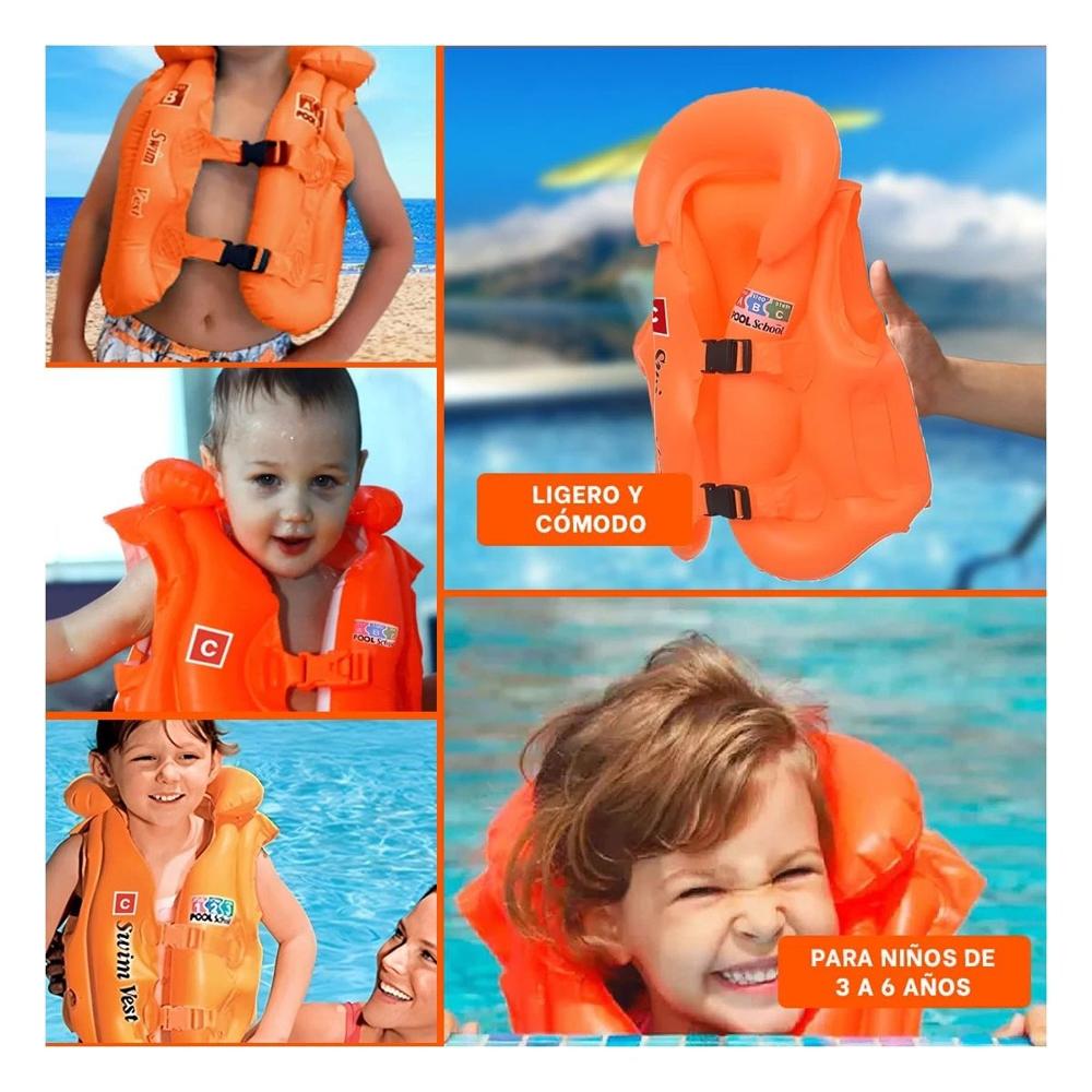 Inflable Seguro MG-4001A Anaranjado Chaleco para Juegos Acuaticos Y+Post It