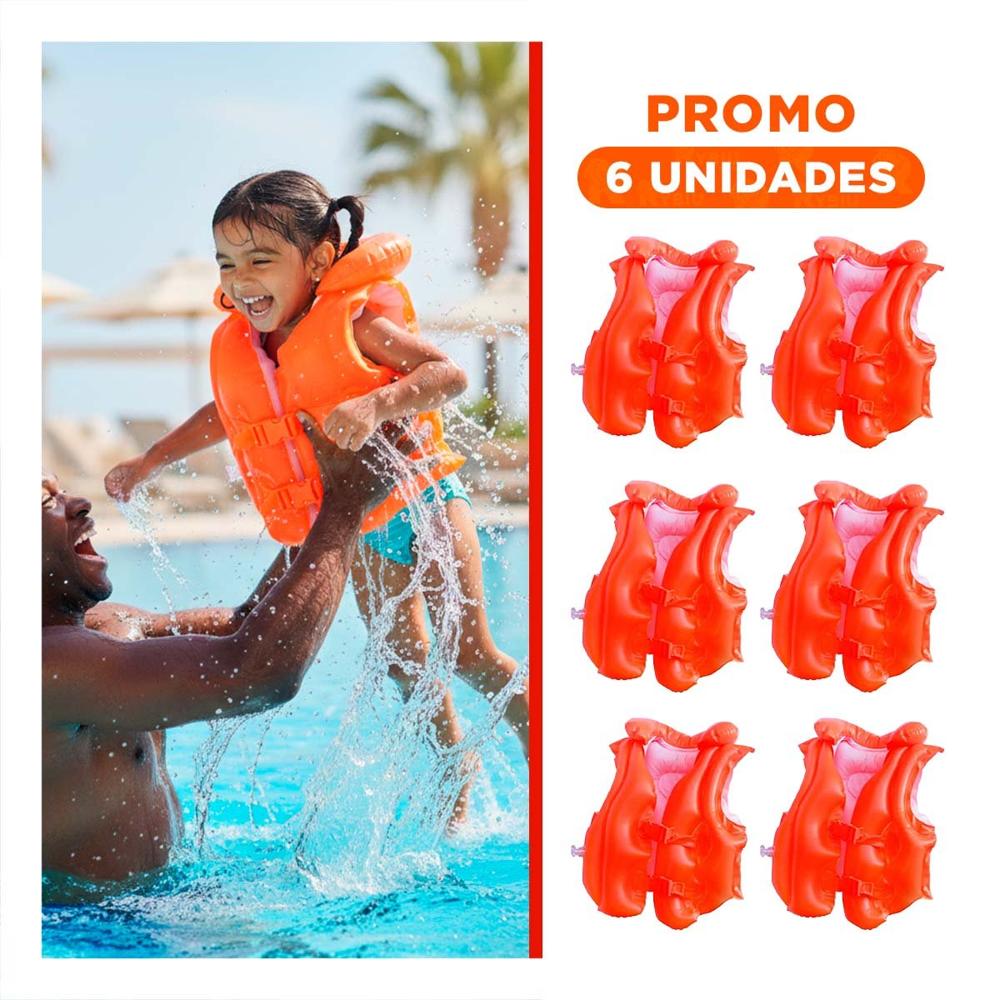 Pack6 Inflable de Agua 58671np 50x47 CM Chaleco para Juegos Acuáticos