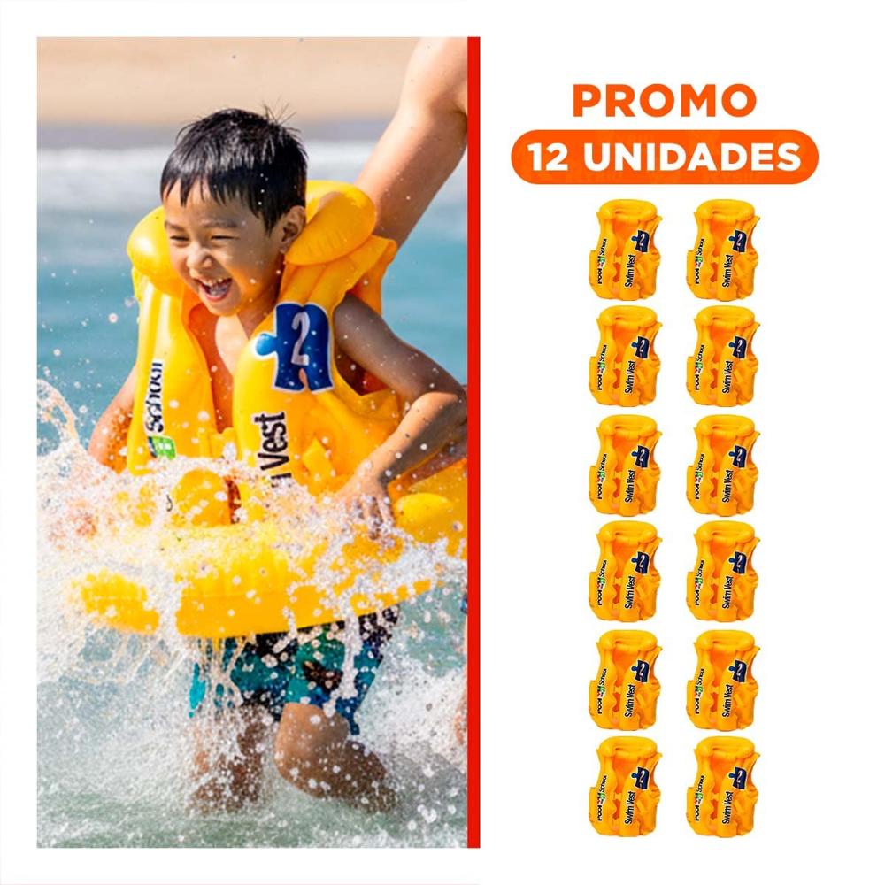 Pack12 Protector Flotador Infantil 58660EU 51x46 CM Chaleco Seguro Y+Regalo Sticker