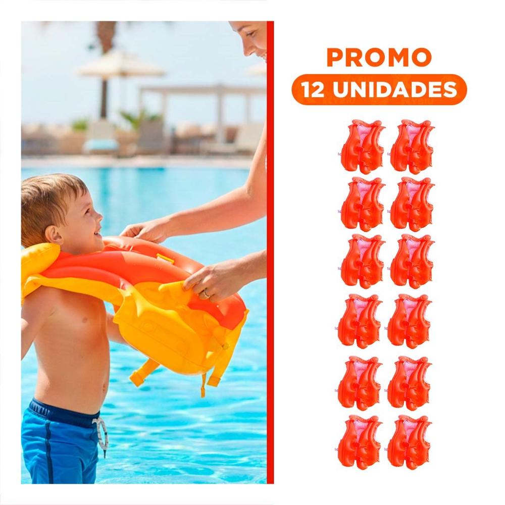 Pack12 Protector Flotador Infantil 58671np 50x47 CM Chaleco Seguro Y+Regalo Sticker