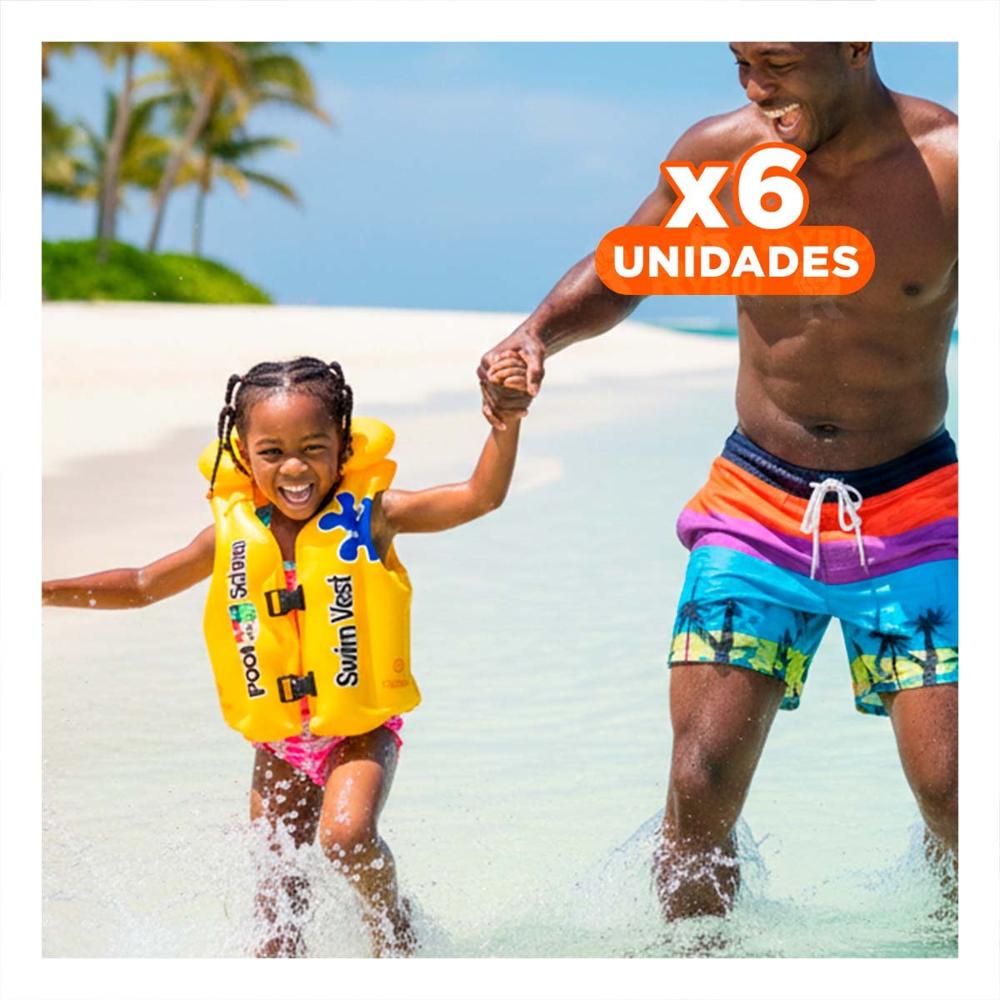Pack6 Chaleco Seguro Infantil 58660EU 51x46 CM para Piscina y Patio Y+Regalo Sticker