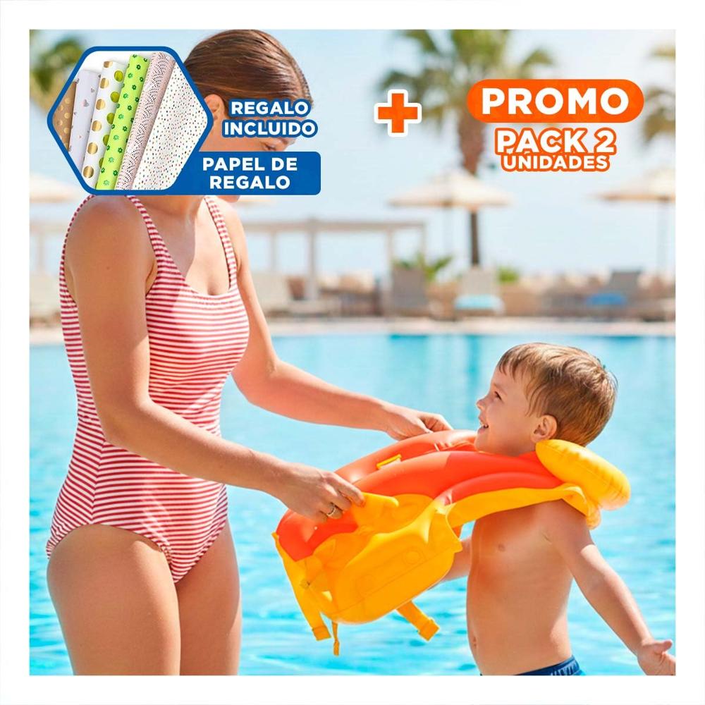 Pack2 Inflable Infantil 58671np 50x47 CM Chaleco Seguro para Juegos en Agua Y+Papel Regalo