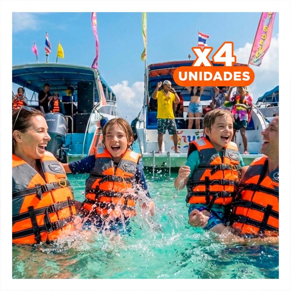 Pack4 Chaleco Acuatico Adulto MG-L50 Talla XL Anaranjado para Piscina y Playa