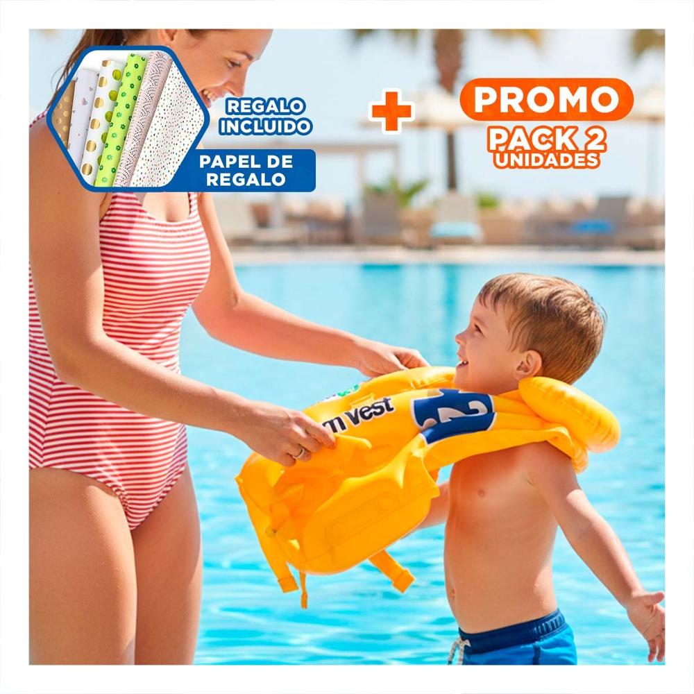 Pack2 Inflable Infantil 58660EU 51x46 CM Chaleco Seguro para Juegos en Agua Y+Papel Regalo
