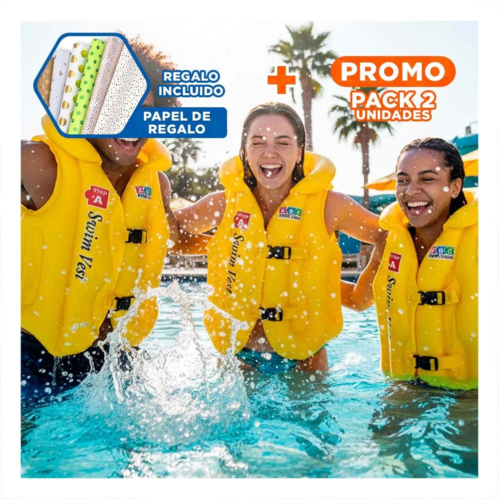 Pack2 Inflable Infantil MG-4001A Amarillo Chaleco Seguro para Juegos en Agua Y+Papel Regalo Pack2 Inflable Infantil MG-4001A Amarillo Chaleco Seguro para Juegos en Agua Y+Papel Regalo