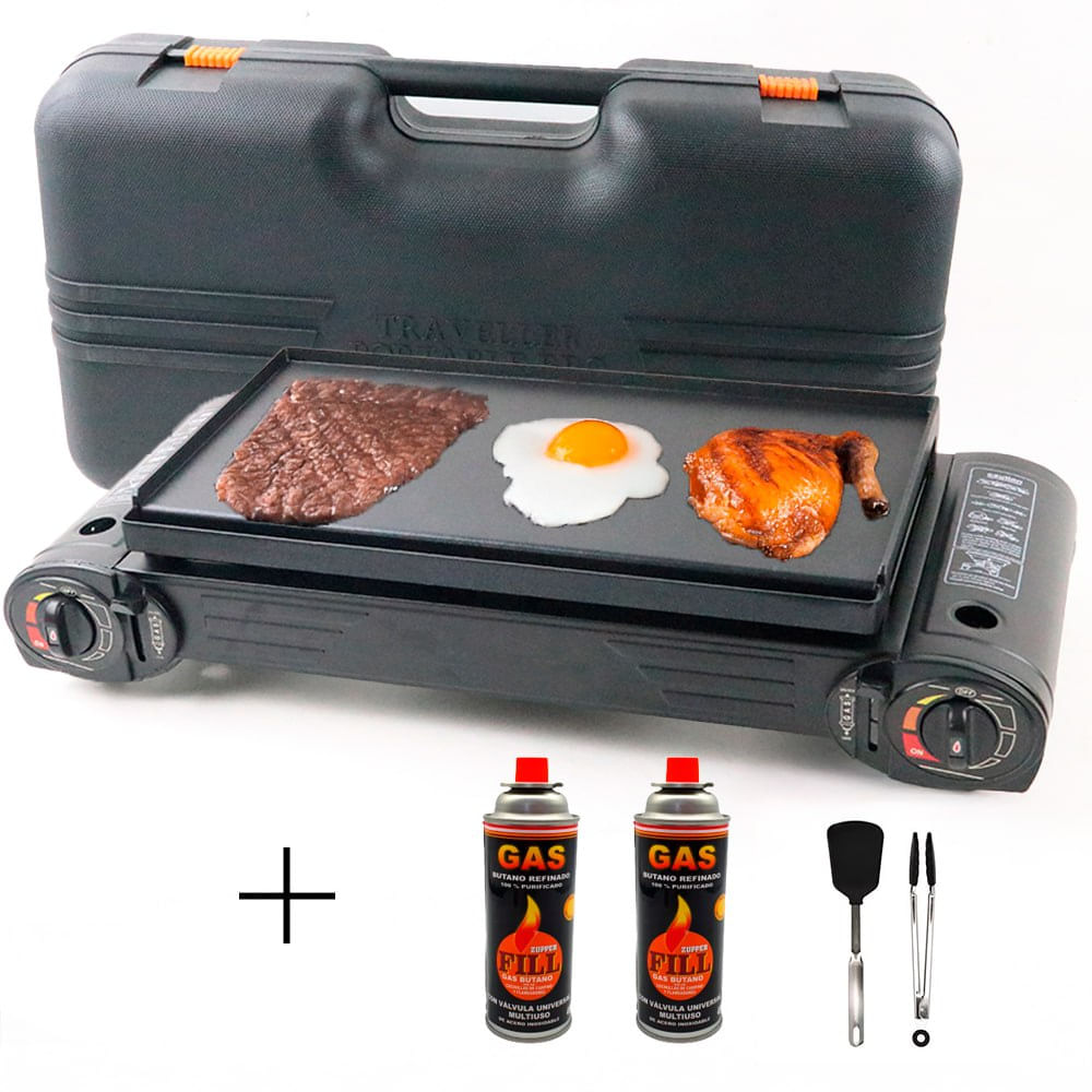 Parrilla a Gas Portátil Plegable con Maletín mas 2 Gas Butano 2FILL