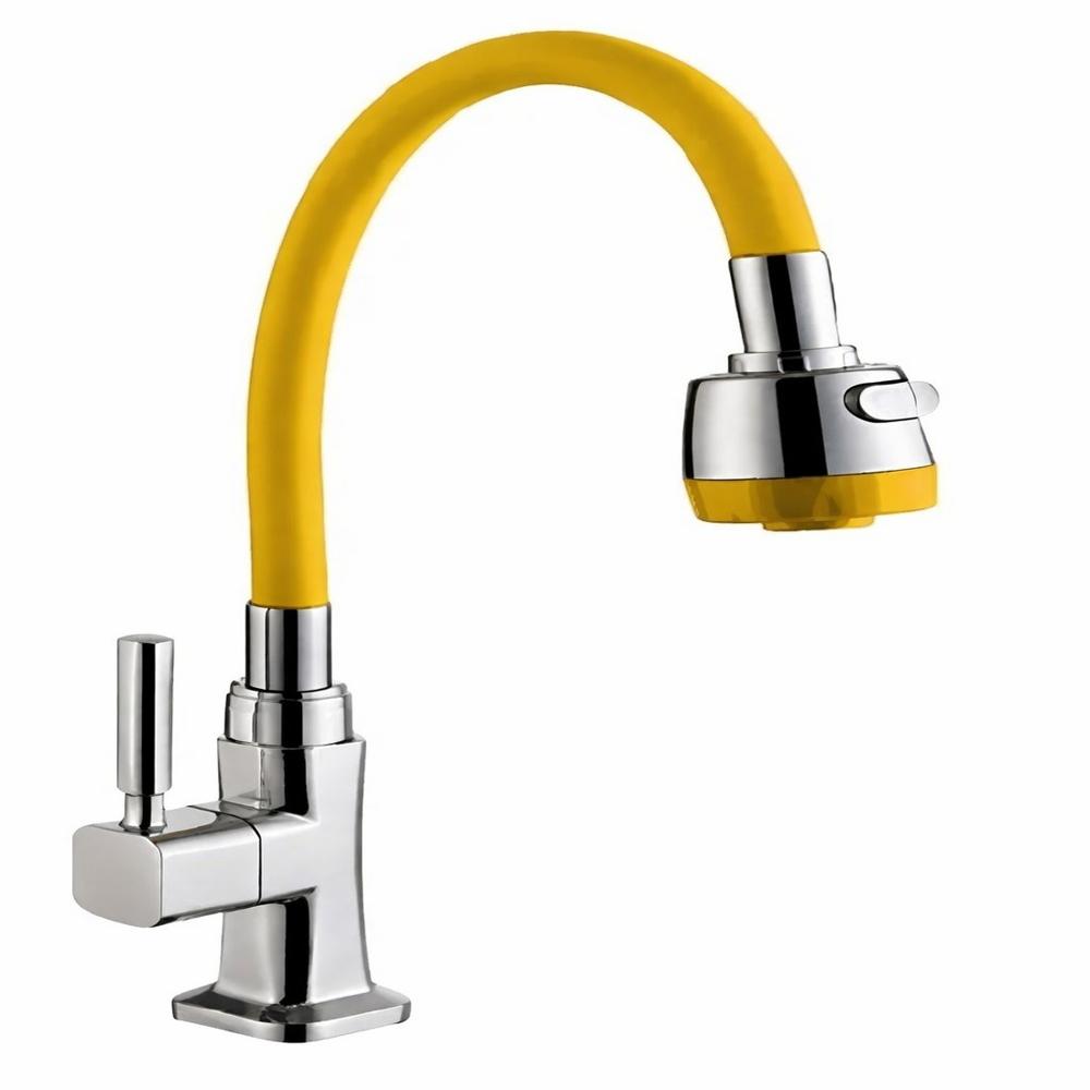 Llave Ganso de Cocina Bronce Cromado Color Amarillo