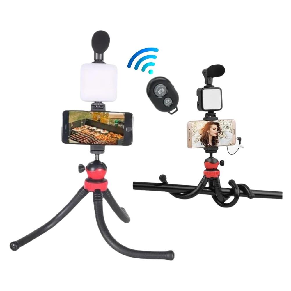 Trípode Flexible Pulpo para Celular con Luz LED + Micrófono AY-49H Trípode Flexible Pulpo para Celular con Luz LED + Micrófono AY-49H