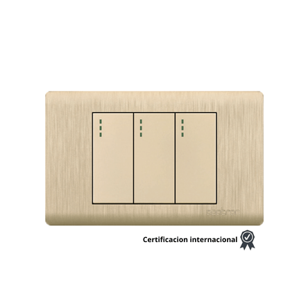 INTERRUPTOR TRIPLE EMPOTRAR DORADO PLATINIUM INTERRUPTOR TRIPLE EMPOTRAR DORADO PLATINIUM
