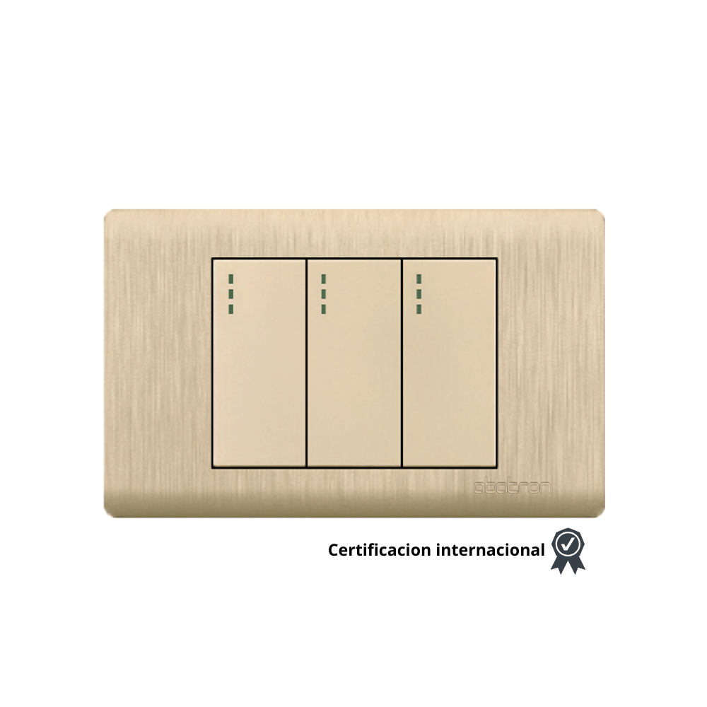 INTERRUPTOR TRIPLE EMPOTRAR DORADO PLATINIUM