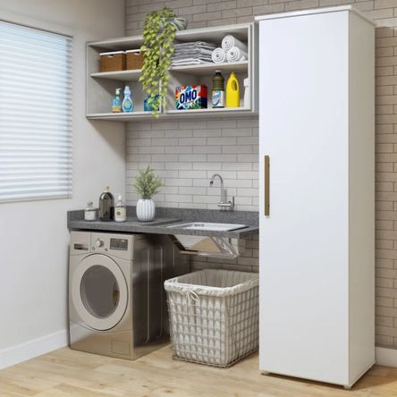 Armario Multiusos para Lavandería Kary Blanco 1 Puerta RyR MUEBLES Armario Multiusos para Lavandería Kary Blanco 1 Puerta RyR MUEBLES