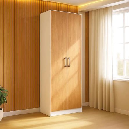 Armario Multiusos Natalia Marrón Claro con Blanco 2 Puertas RyR MUEBLES Armario Multiusos Natalia Marrón Claro con Blanco 2 Puertas RyR MUEBLES