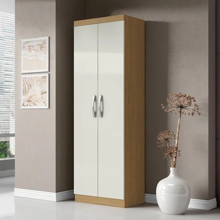 Armario Multiusos Keysi Marrón Claro con Blanco Alto 170 cm RyR MUEBLES Armario Multiusos Keysi Marrón Claro con Blanco Alto 170 cm RyR MUEBLES
