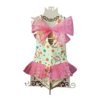 ENTERIZO ROPA DE BAÑO PARA PERRO Y GATO TUL Y LAZO AMARILLO Y CORAL - TALLA XS