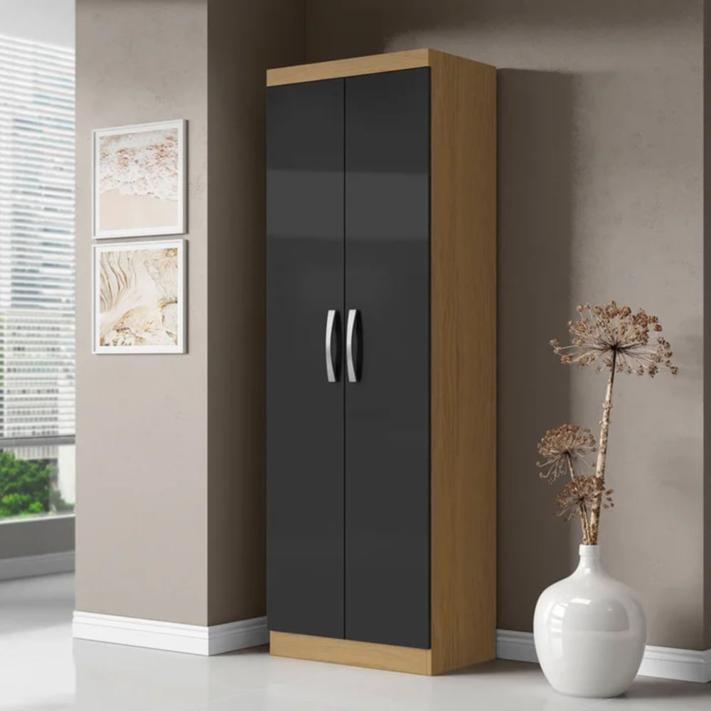 Armario Multiusos Keysi Marrón Claro con Negro Alto 170 cm RyR MUEBLES Armario Multiusos Keysi Marrón Claro con Negro Alto 170 cm RyR MUEBLES