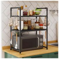 Estante Organizador De Microondas Multiusos De 3 Niveles 73x50x27cm Negro