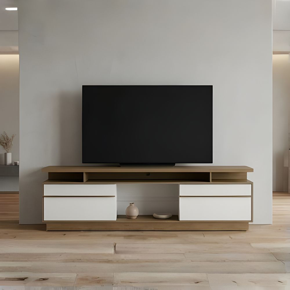 Mesa de TV 75'' Lyon Marrón y Blanco | Masiva Home