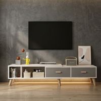 Mesa de TV 75'' Lauren Plomo y Blanco | Masiva Home