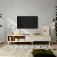 Mesa de TV 75'' Lauren Marrón y Blanco | Masiva Home