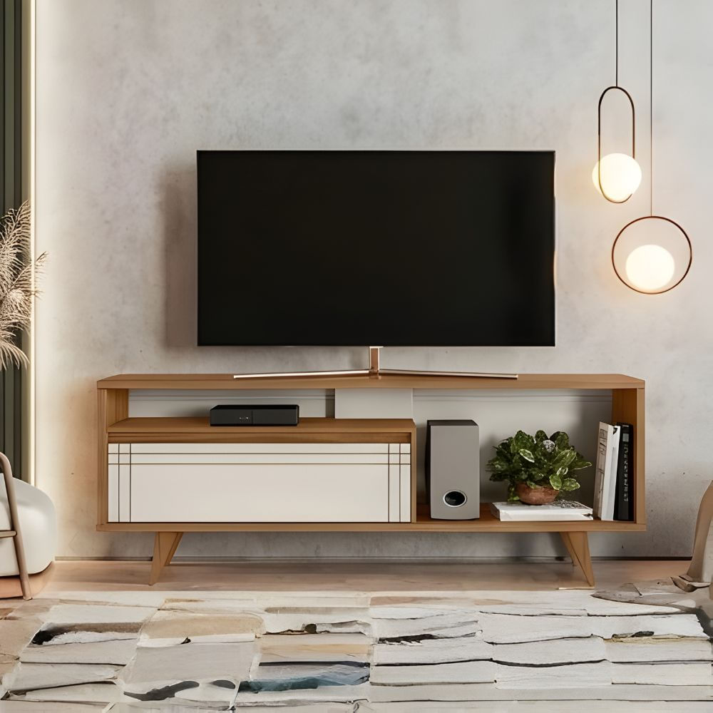 Mesa de TV 60'' Momo Marrón y Blanco | Masiva Home